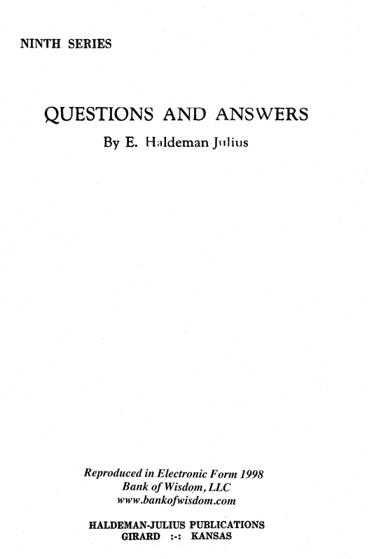 (image for) Questions And Answers, Vol. 9.